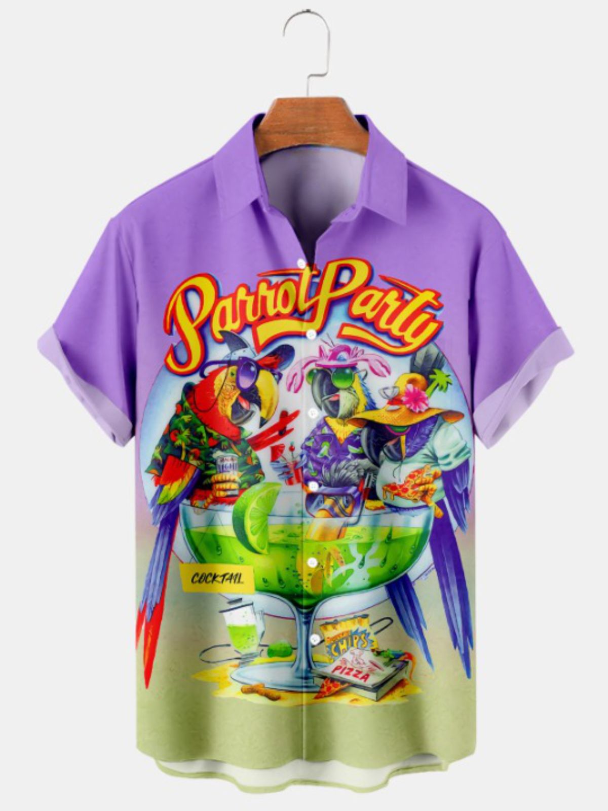 Hawaiian Parrot Party Print Short Sleeve Shirt