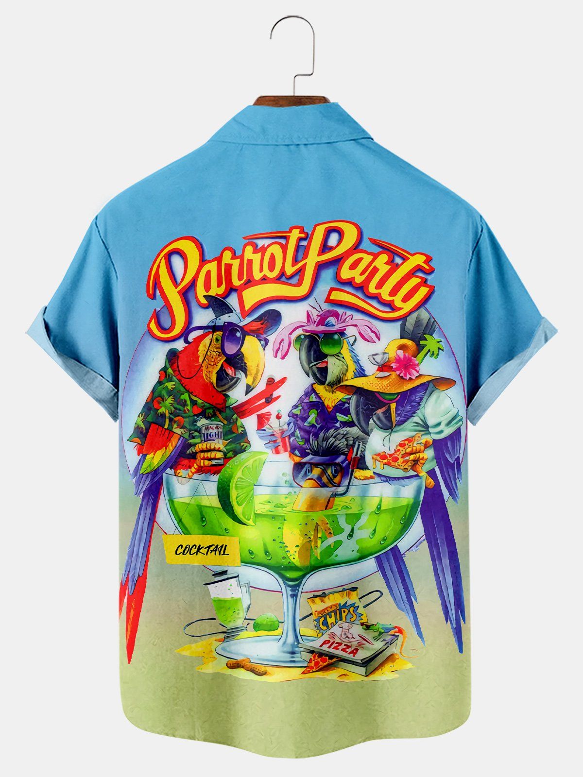 Hawaiian Parrot Party Print Short Sleeve Shirt