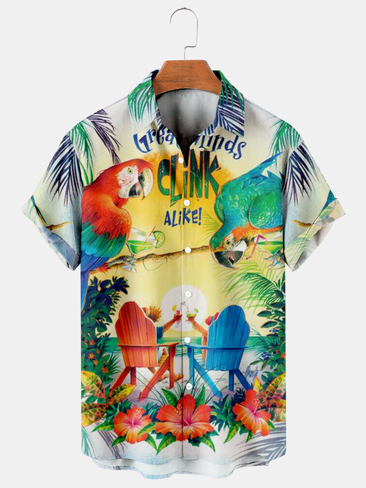 Hawaiian Parrot Plus Size Loose Short Sleeve Shirt