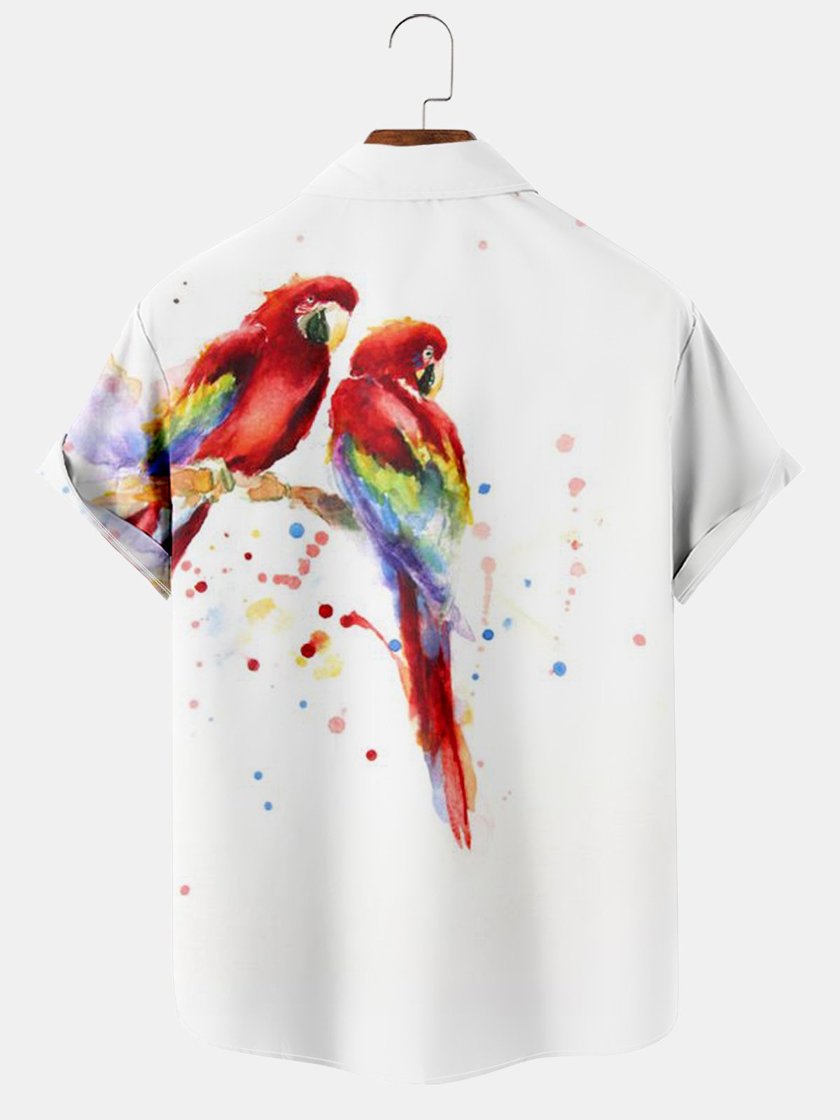 Hawaiian Parrot Print Pocket Short Sleeve Shirt