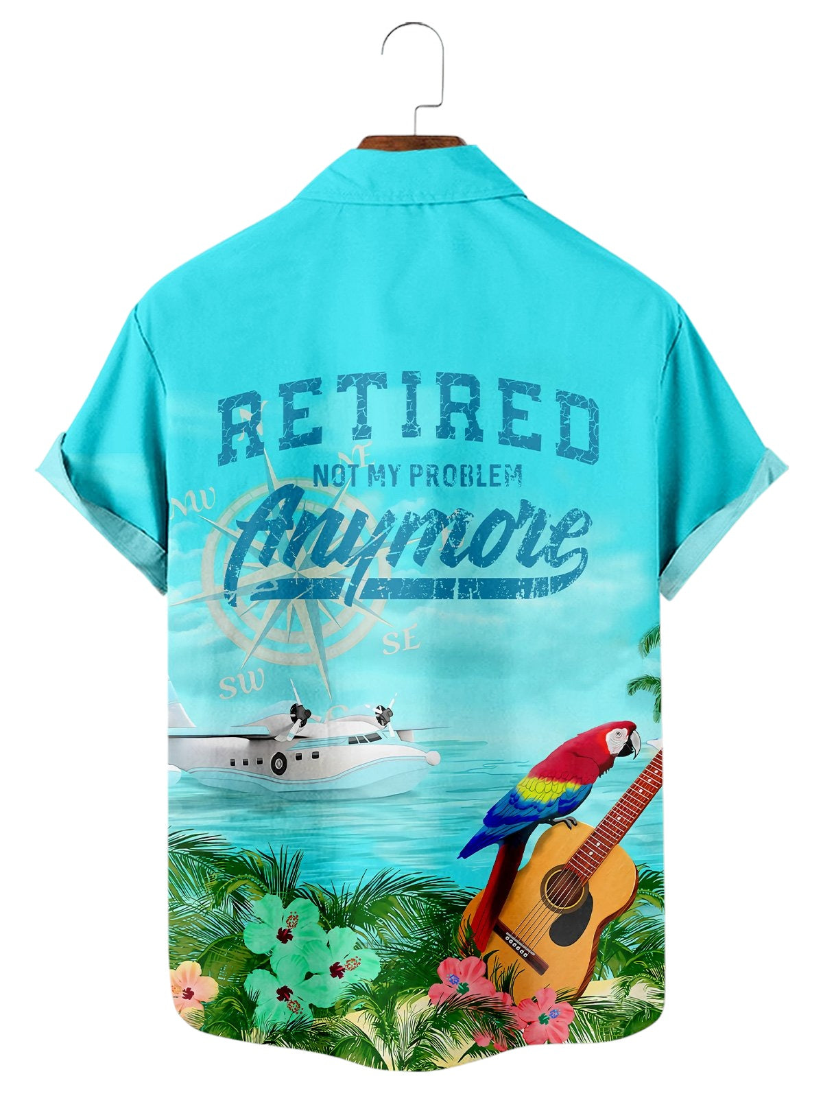 Hawaiian Tropical Parrot Print Casual Short Sleeve Shirt