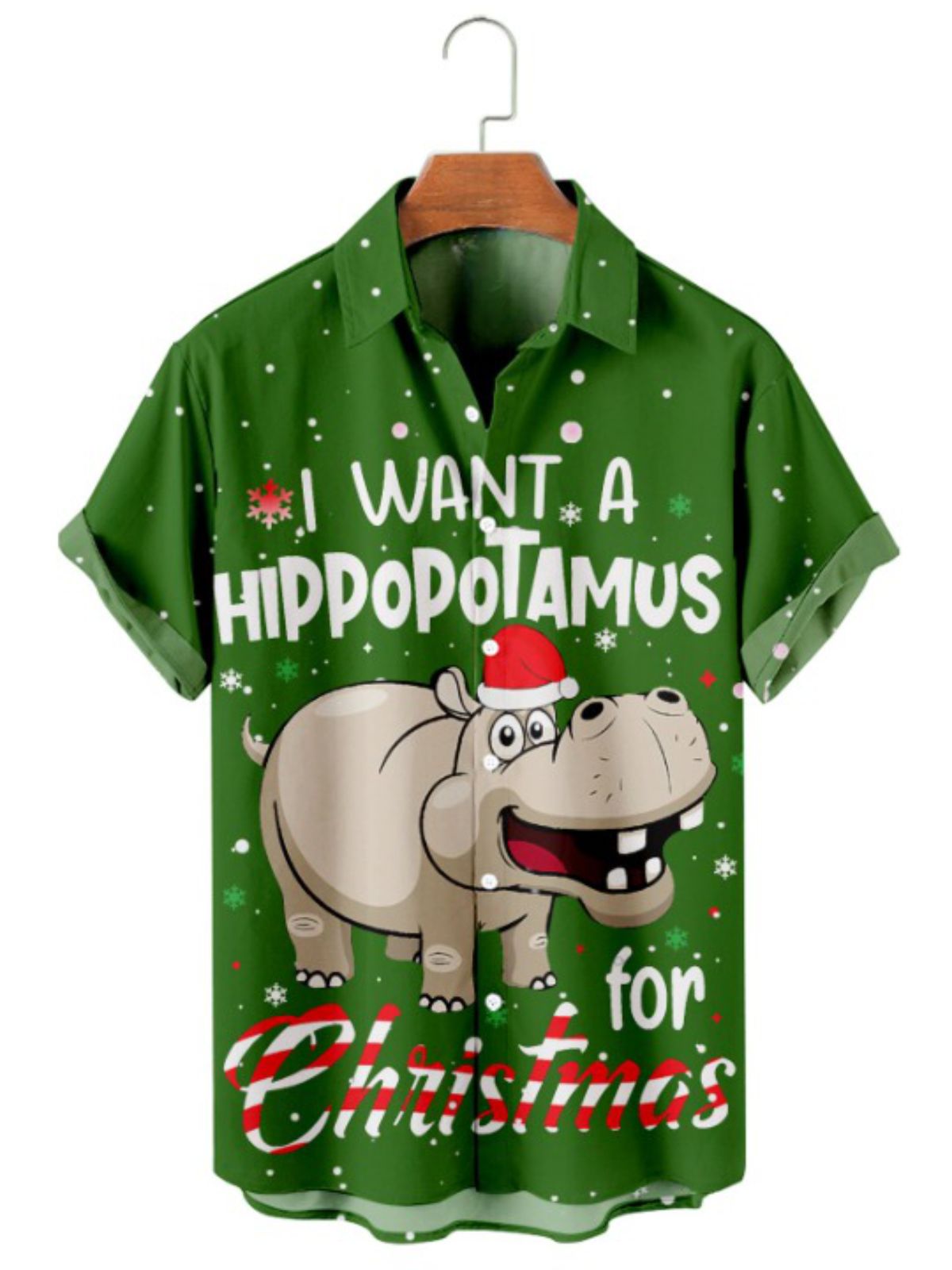 Hippo Printed Christmas Celebration Shirt