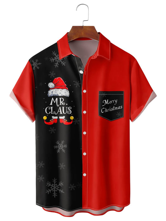 Holiday Santa Print Shirt For Christmas