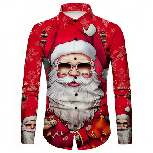 Holiday Season Santa Printed Stretchable Shirt