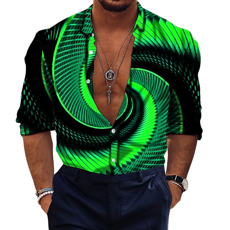 Illusion Vortex Print Party Shirt