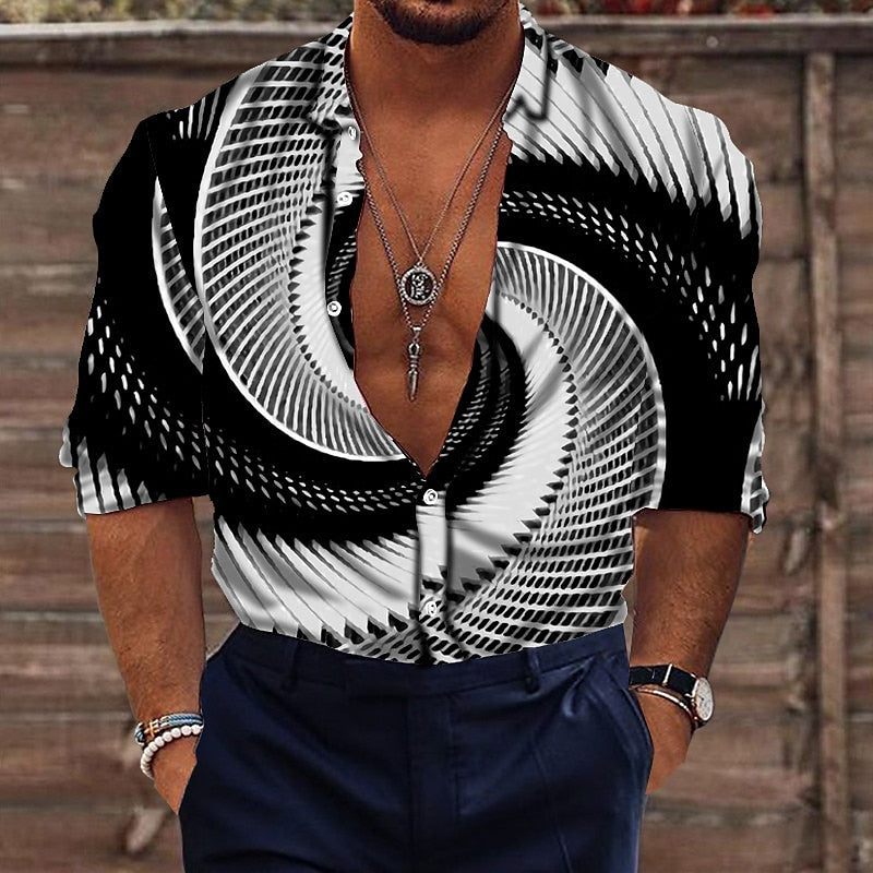 Illusion Vortex Print Party Shirt