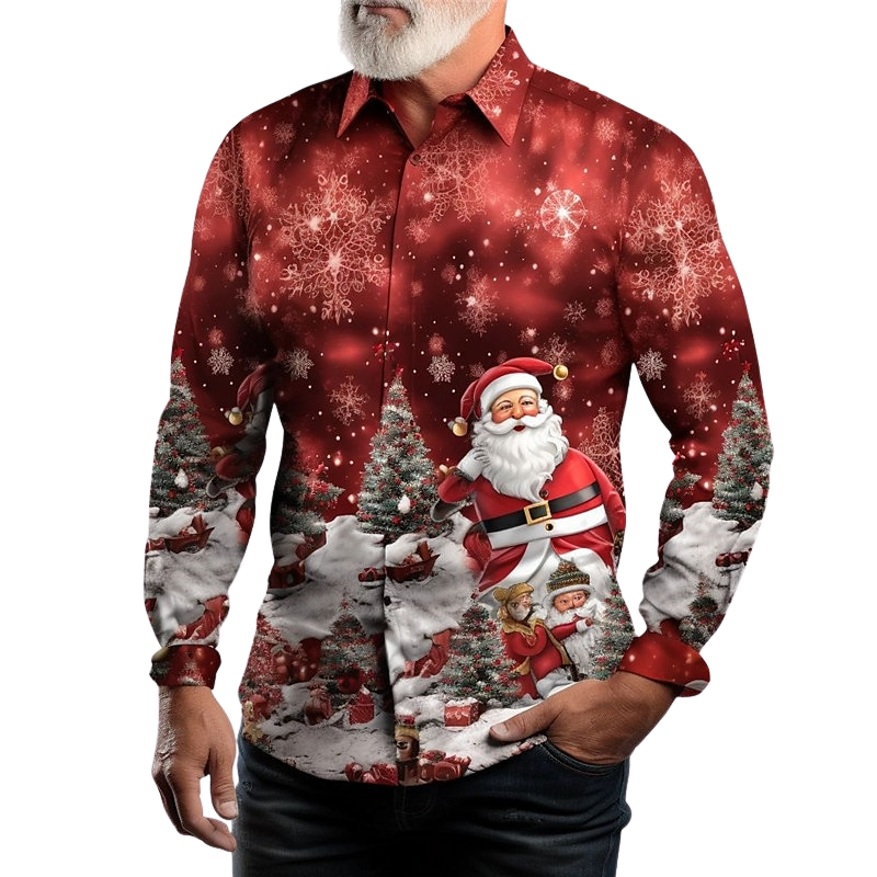 Jolly Santa Winter Scene Christmas Shirt