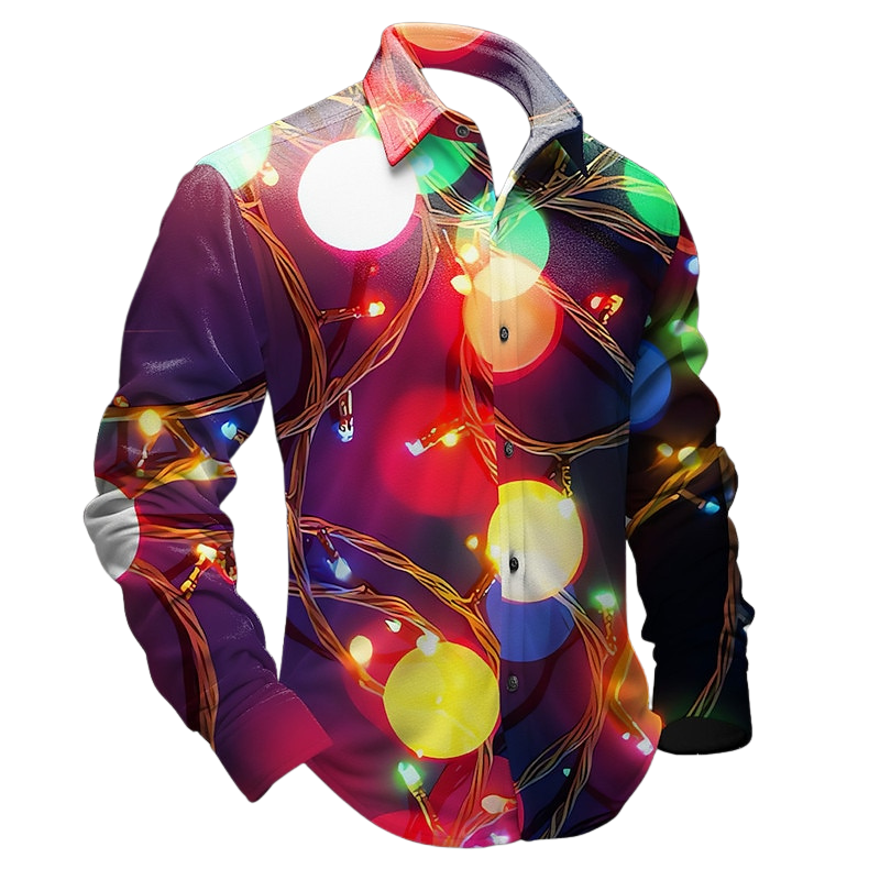 Lanterns Printed Christmas Themed Shirt