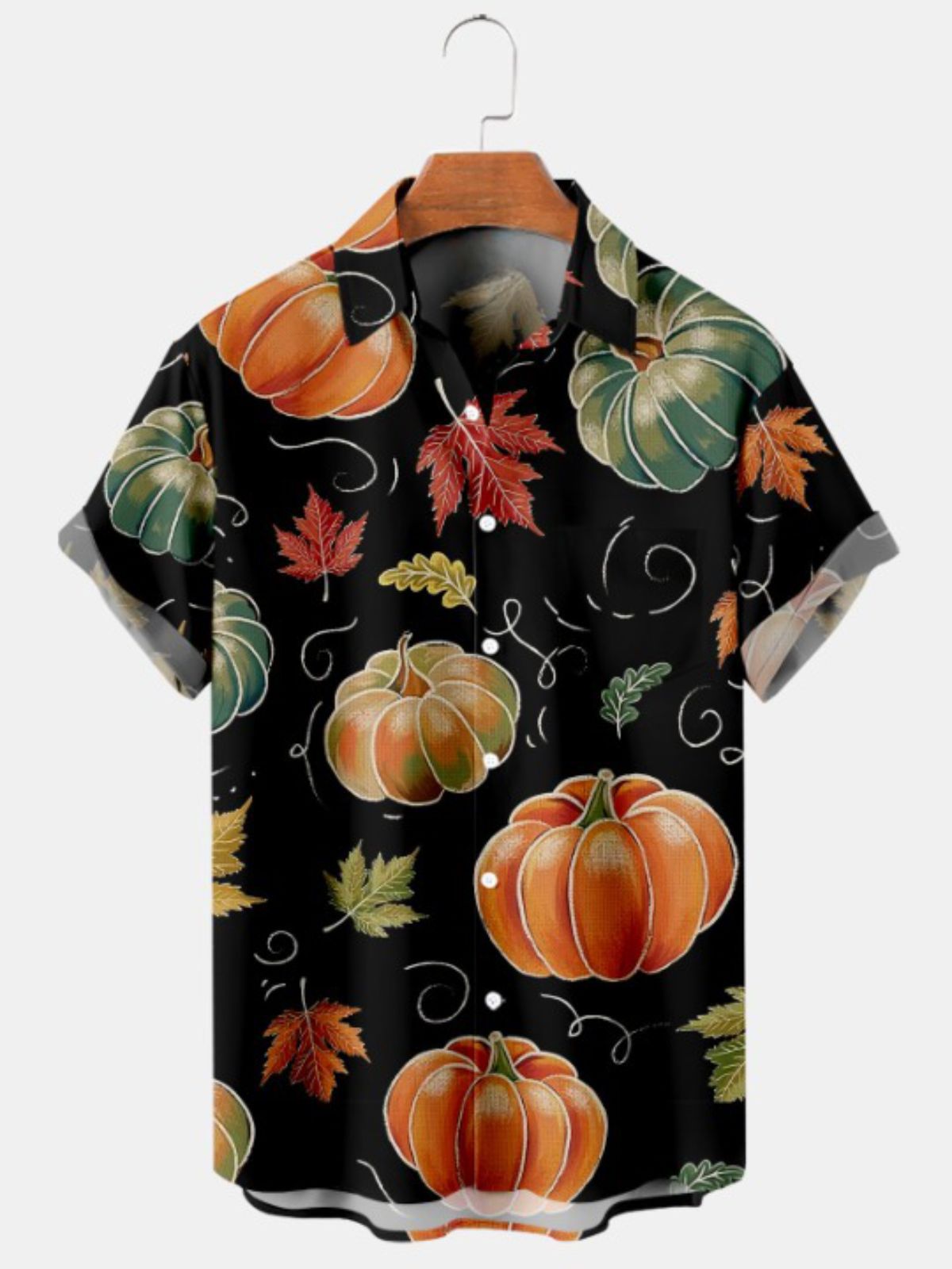 Leaf Print Short Sleeve Shirt