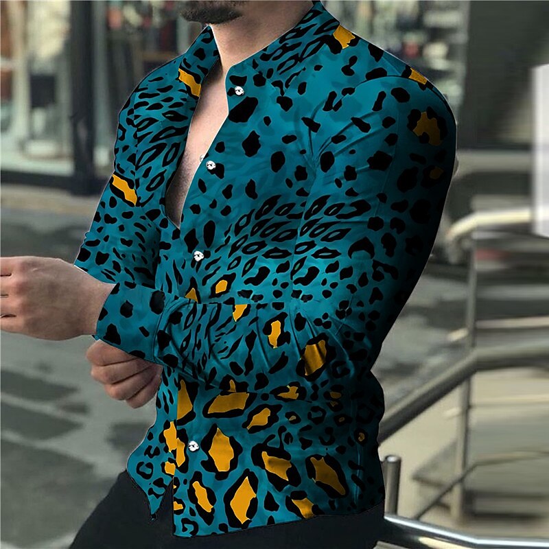 Leopard Graphic Print Long Sleeve Shirt