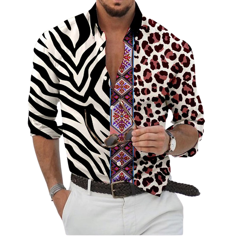 Leopard Zebra Print Long Sleeve Shirt