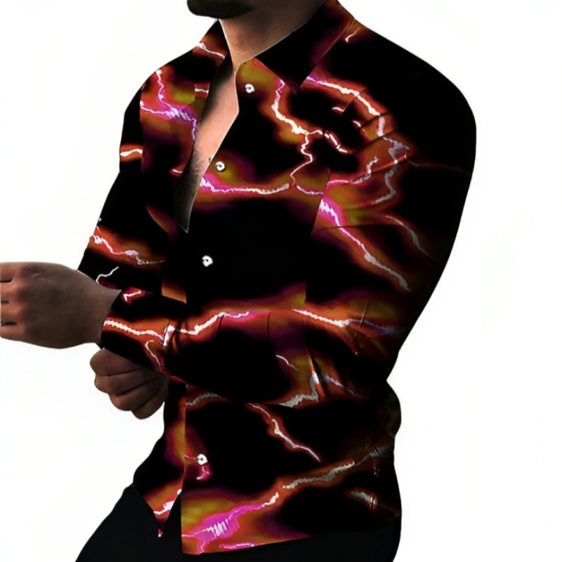 Lighting Print Long Sleeve Shirt