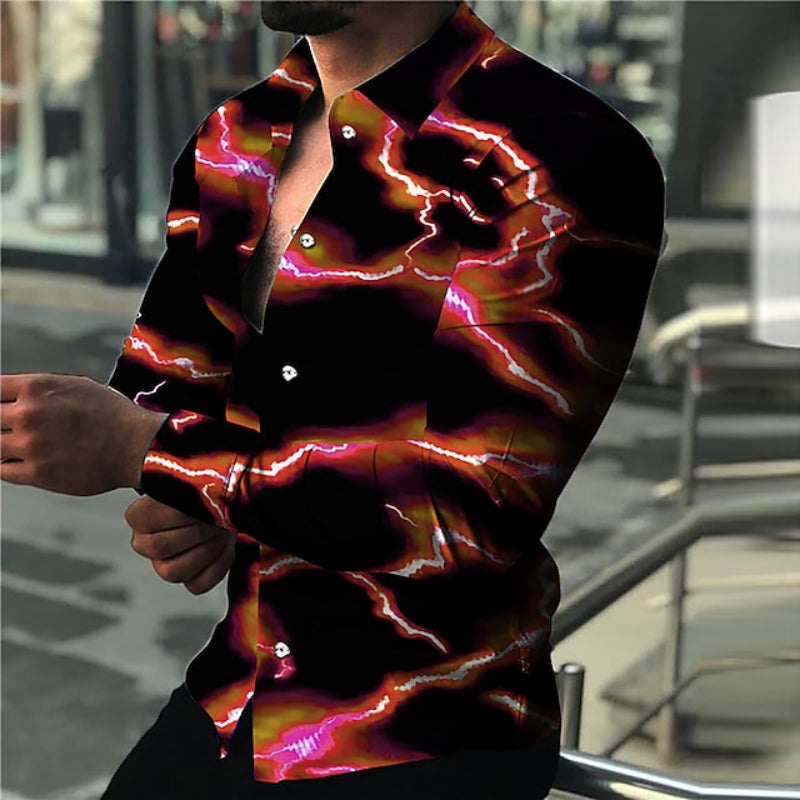 Lighting Print Long Sleeve Shirt