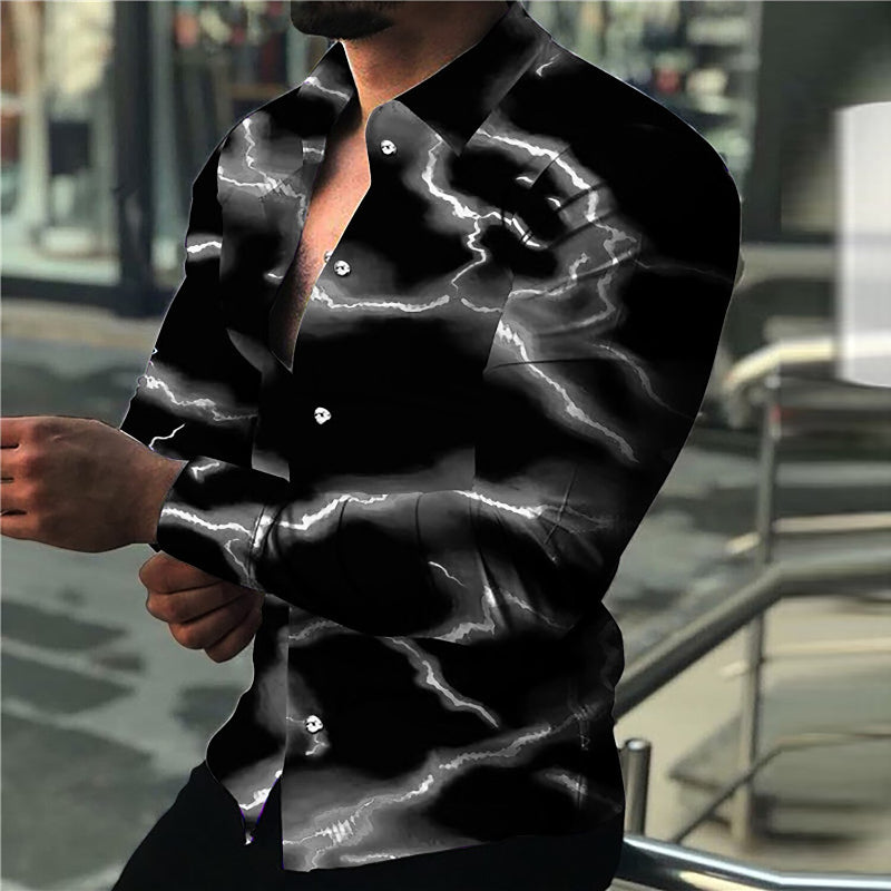 Lighting Print Long Sleeve Shirt