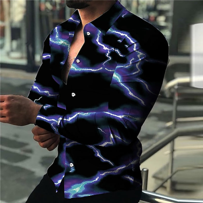 Lighting Print Long Sleeve Shirt