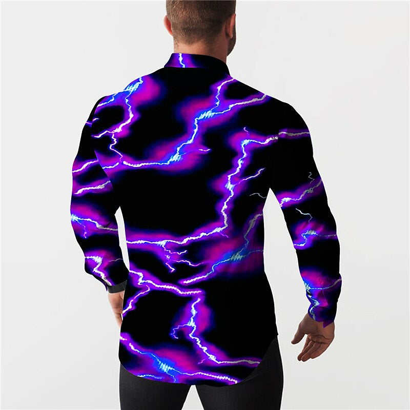 Lighting Print Long Sleeve Shirt