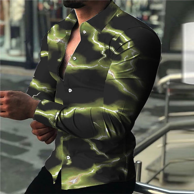 Lighting Print Long Sleeve Shirt