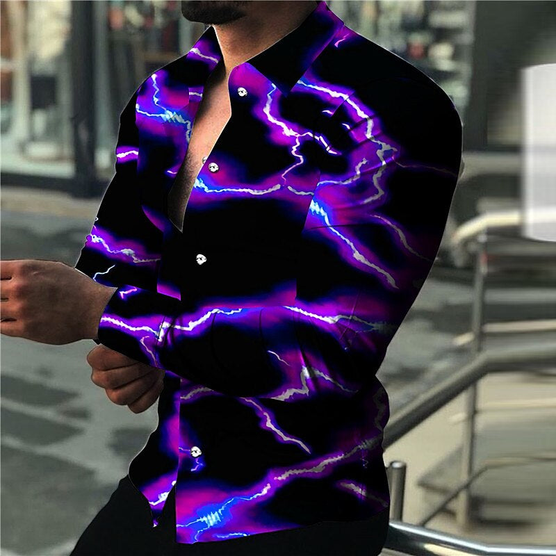 Lighting Print Long Sleeve Shirt