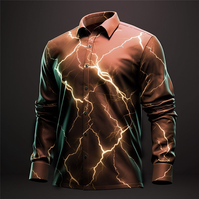 Lightning Abstract Print Long Sleeve Shirt