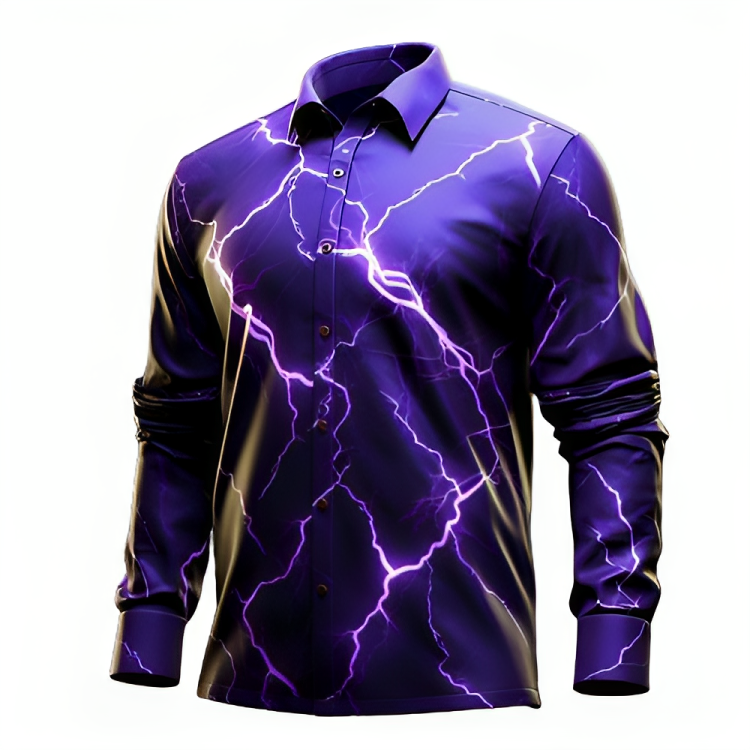 Lightning Abstract Print Long Sleeve Shirt