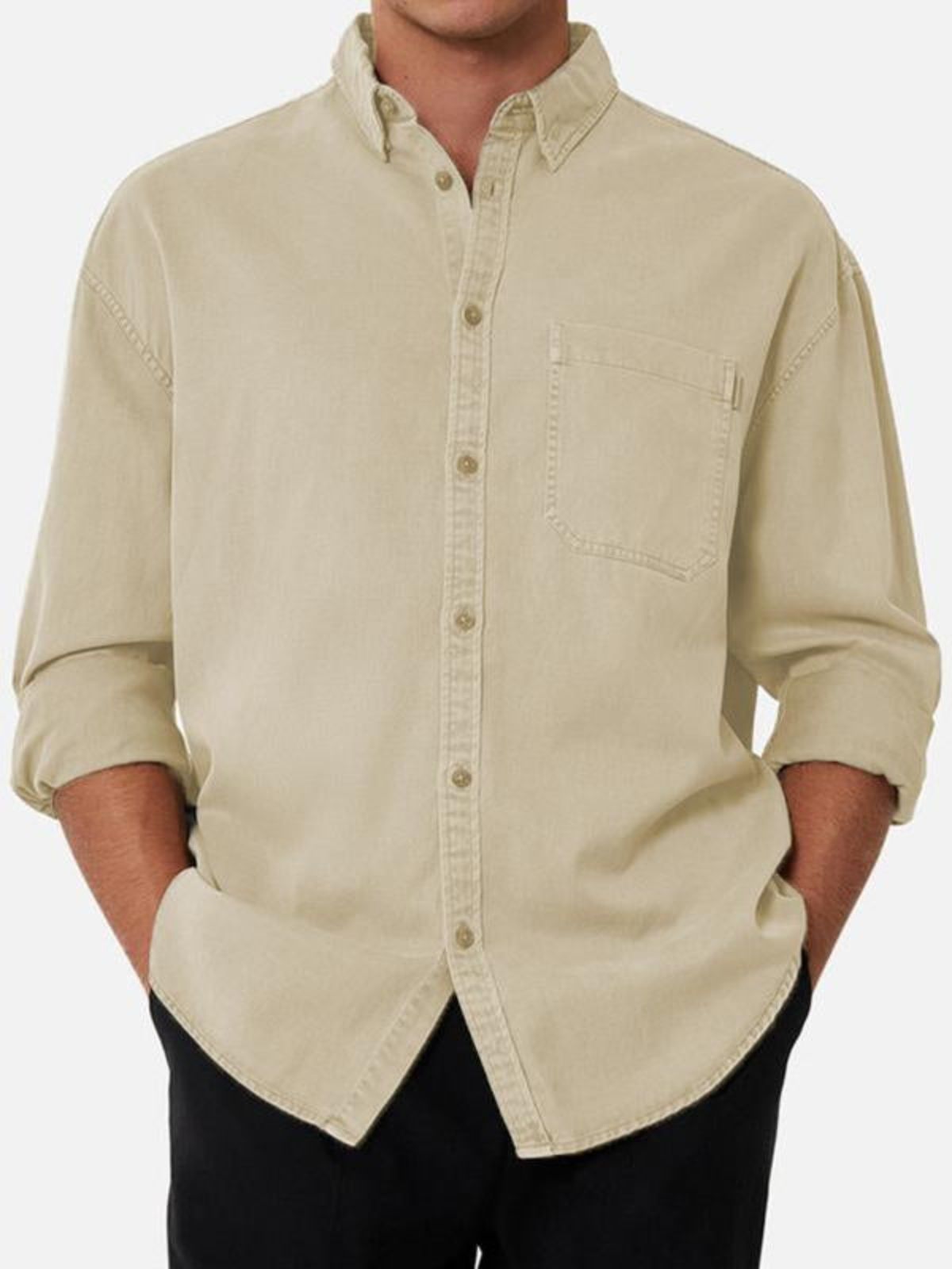 Linen Like Long Sleeved Shirt