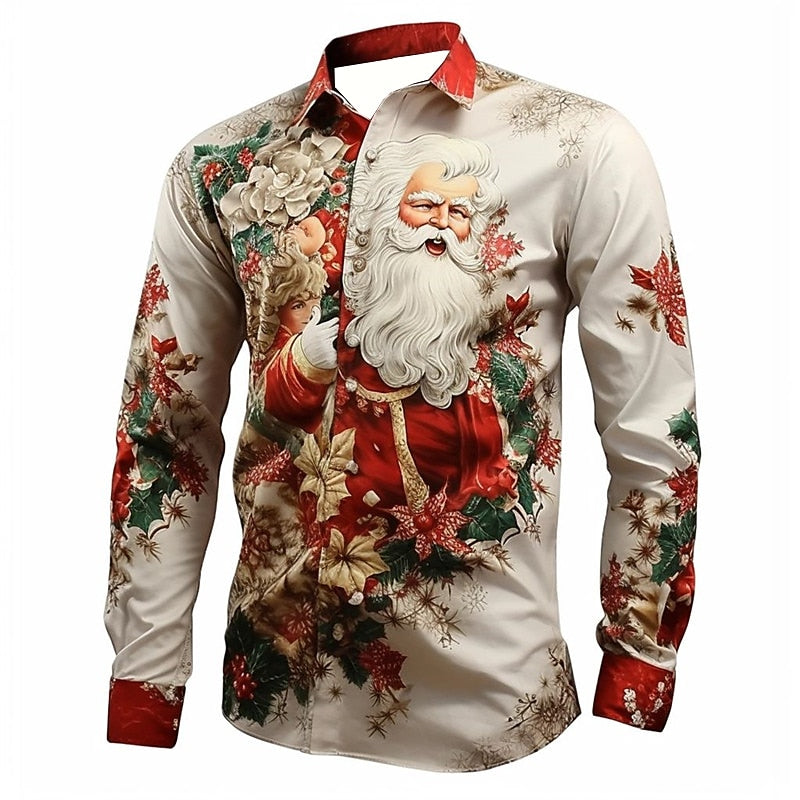 Long Sleeve Santa Themed Shirt