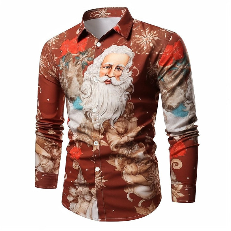 Long Sleeve Santa Themed Shirt