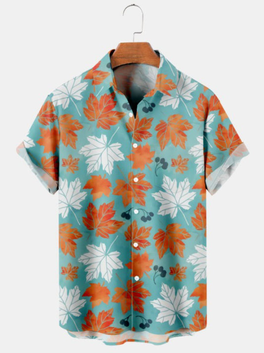 Maple Leaf Print Short Sleeve Shirt