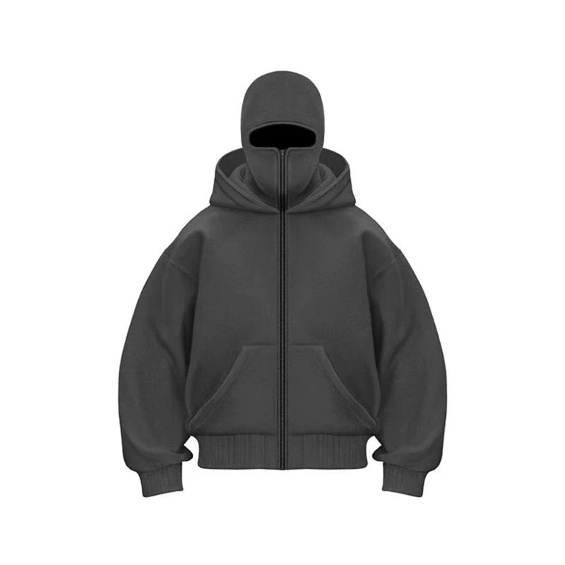 Mask Hoodie With Concealed Cover And Adjustable Fit