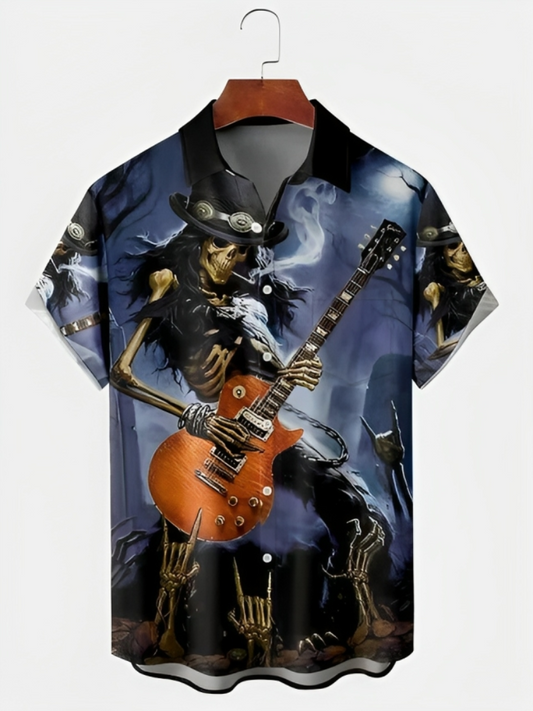 Men's Halloween Printed Shirt With Chest Pocket