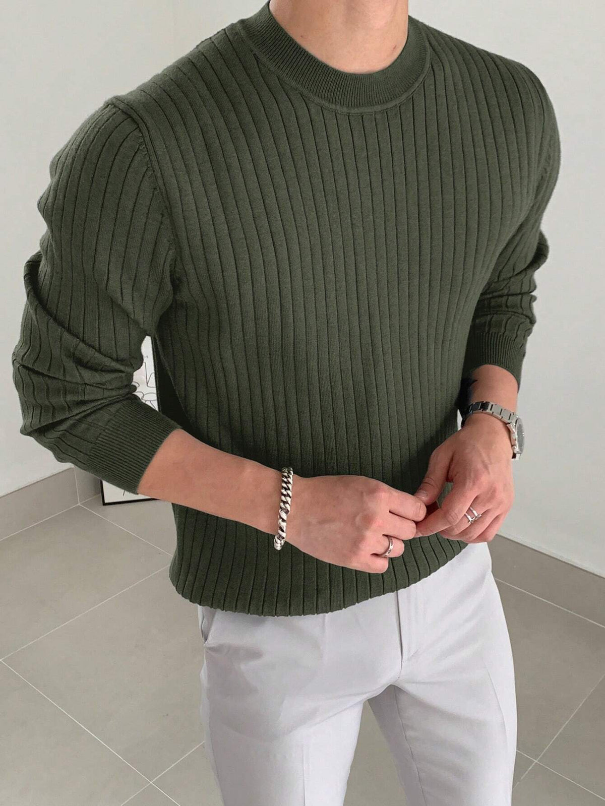 Men Ribbed Knit Sweater