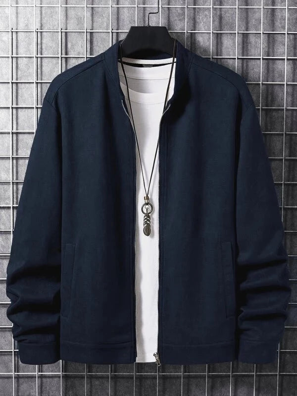 Men Zip Up Suedette Jacket