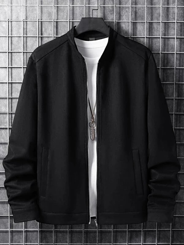 Men Zip Up Suedette Jacket