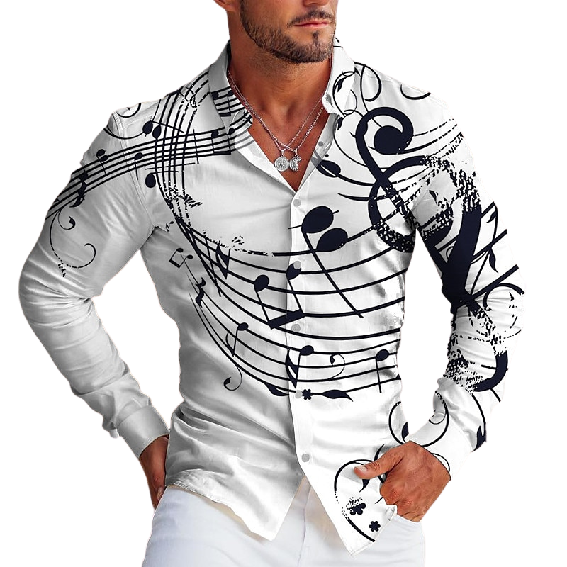 Musical Note Print Party Shirt