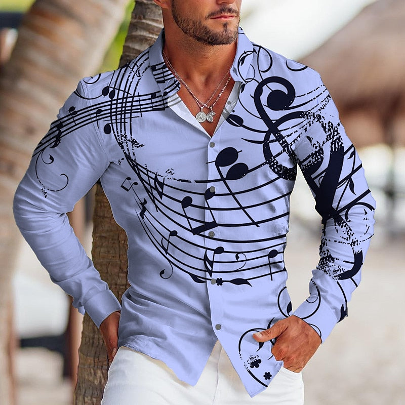 Musical Note Print Party Shirt