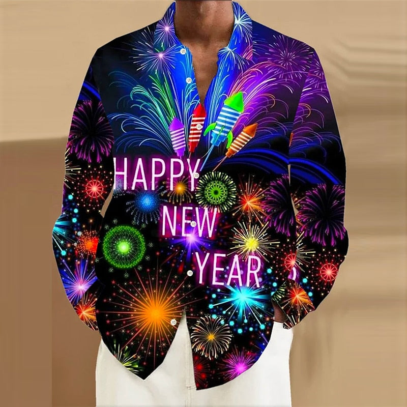 New Year Letter Print Shirt