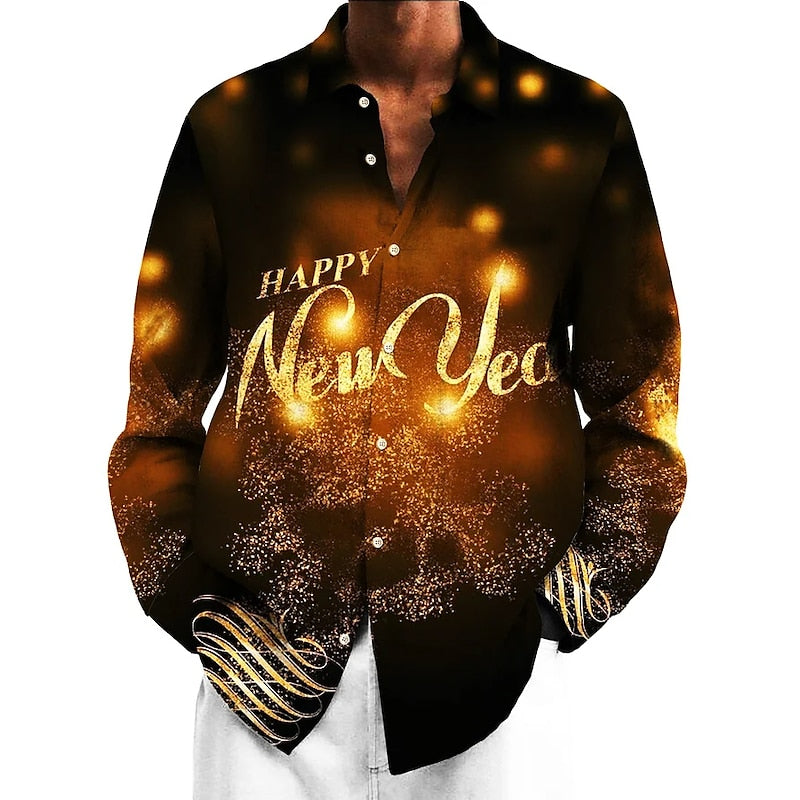 New Year Letter Print Shirt