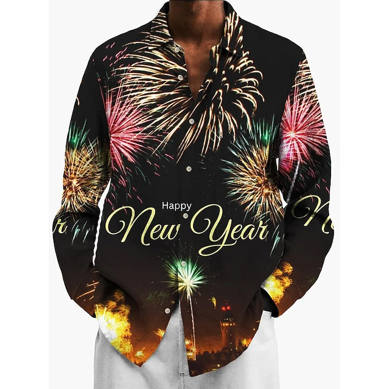 New Year Letter Print Shirt