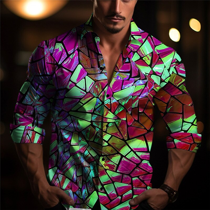 Optical Illusion Abstract Print Partywear Shirt