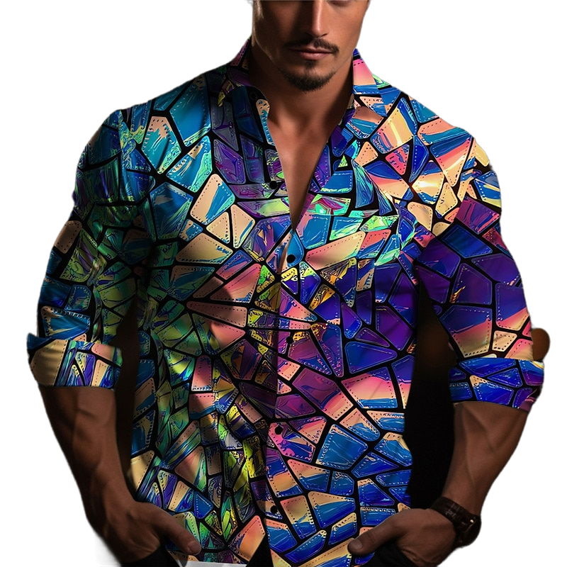 Optical Illusion Abstract Print Partywear Shirt