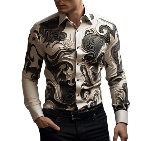 Optical Illusion Line Vintage Partywear Shirt