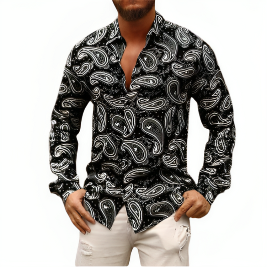 Paisley Print Long Sleeve Button Up Shirt