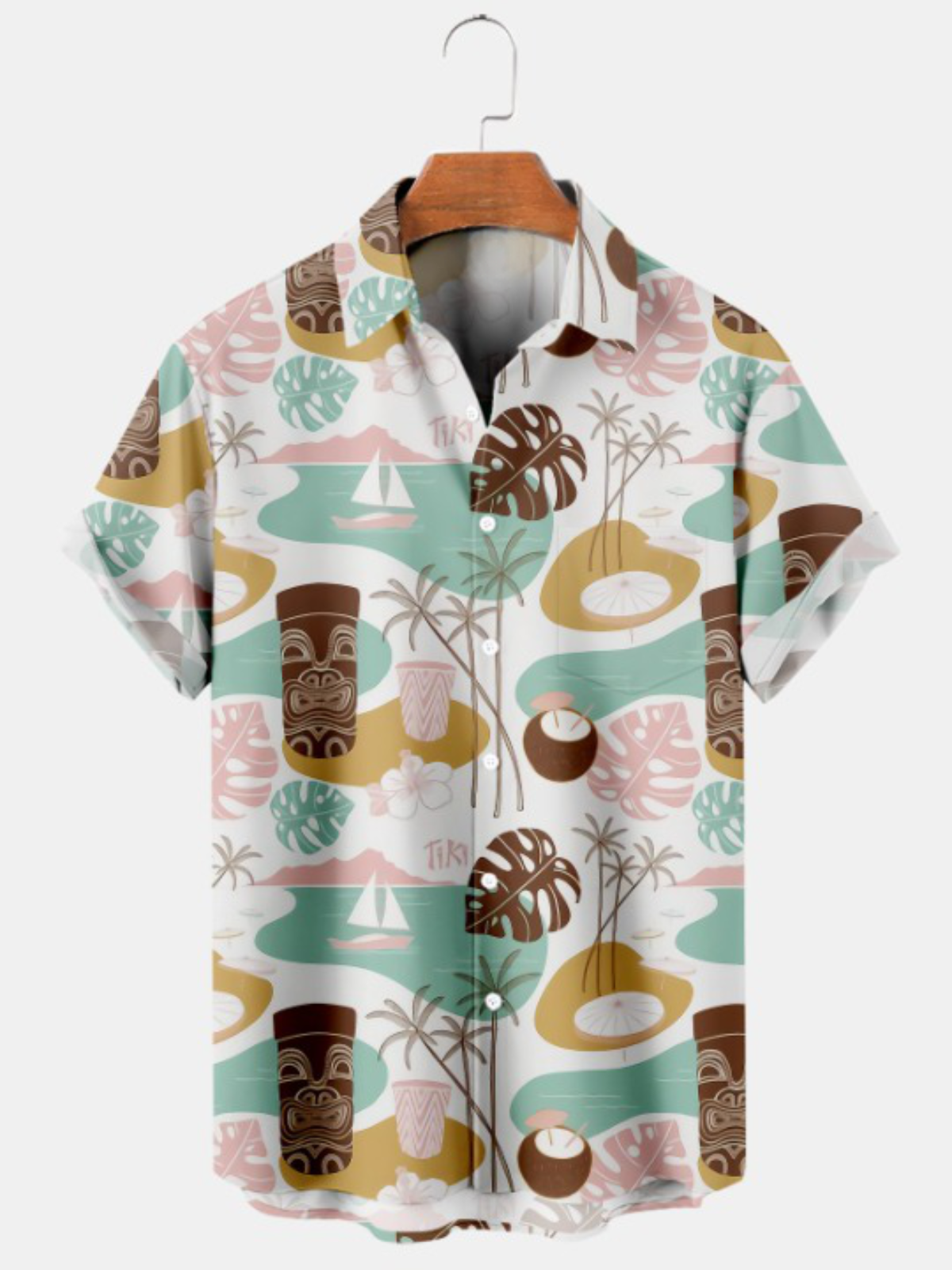 Palm Leaf Print Short Sleeve Shirt