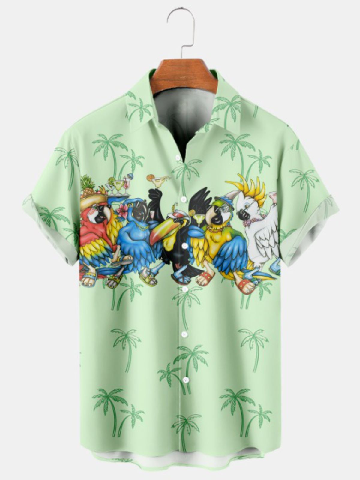 Palm Trees And Drinking Parrots Shirt