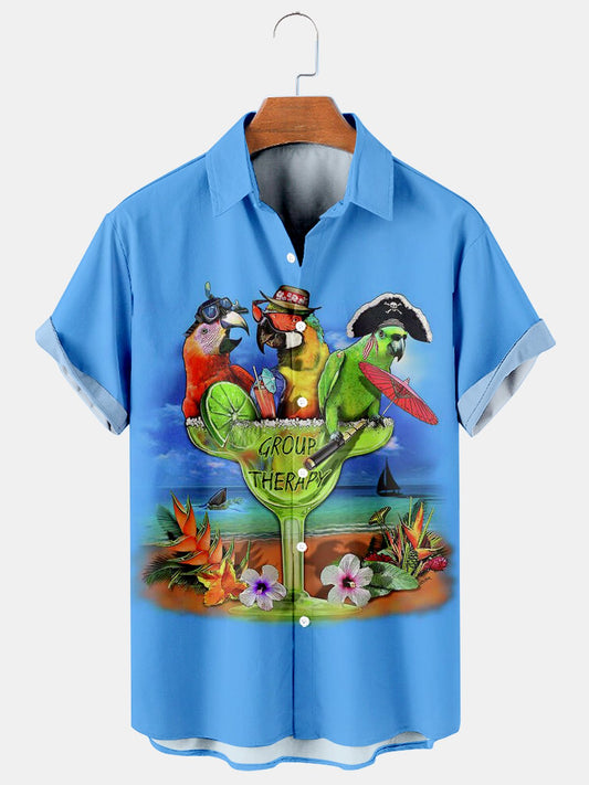 Parrot And Glass Print Shirt