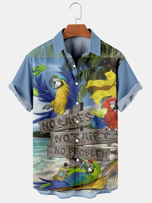 Parrot Design Casual Short Sleeved Shirt