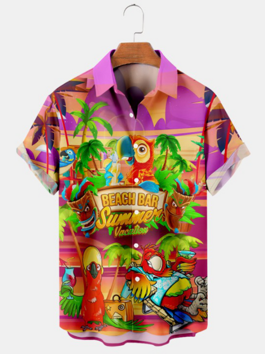 Parrot Hawaiian Beach Bar Short Sleeve Shirt