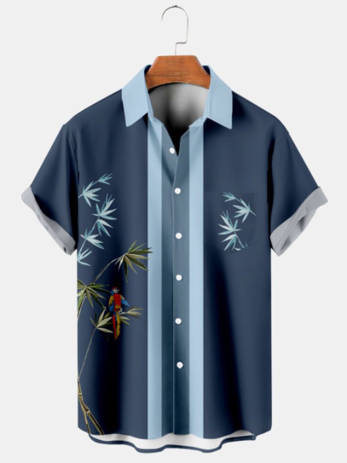 Parrot Print Hawaiian Short Sleeve Shirt