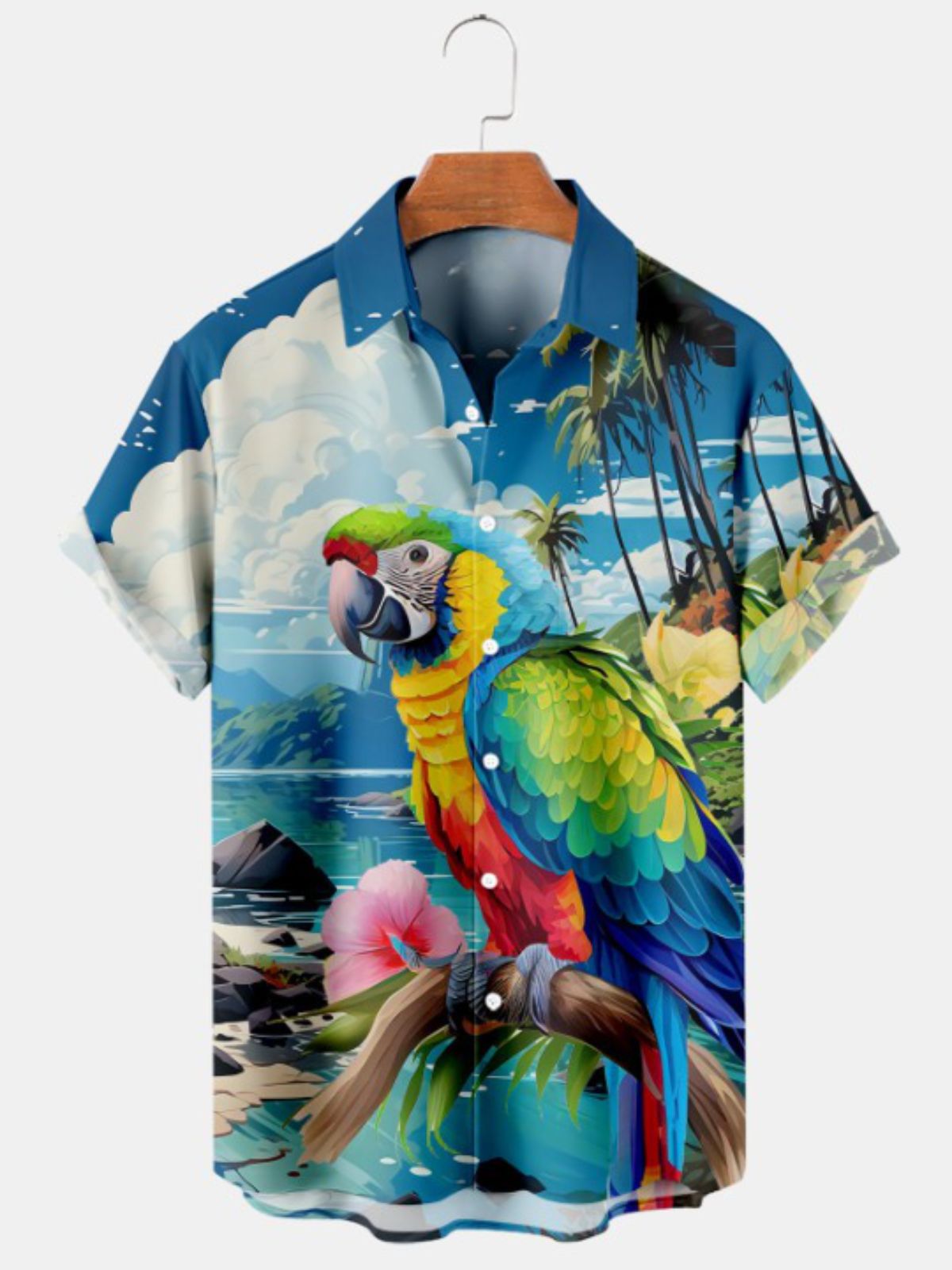 Parrot Print Short Sleeve Shirt