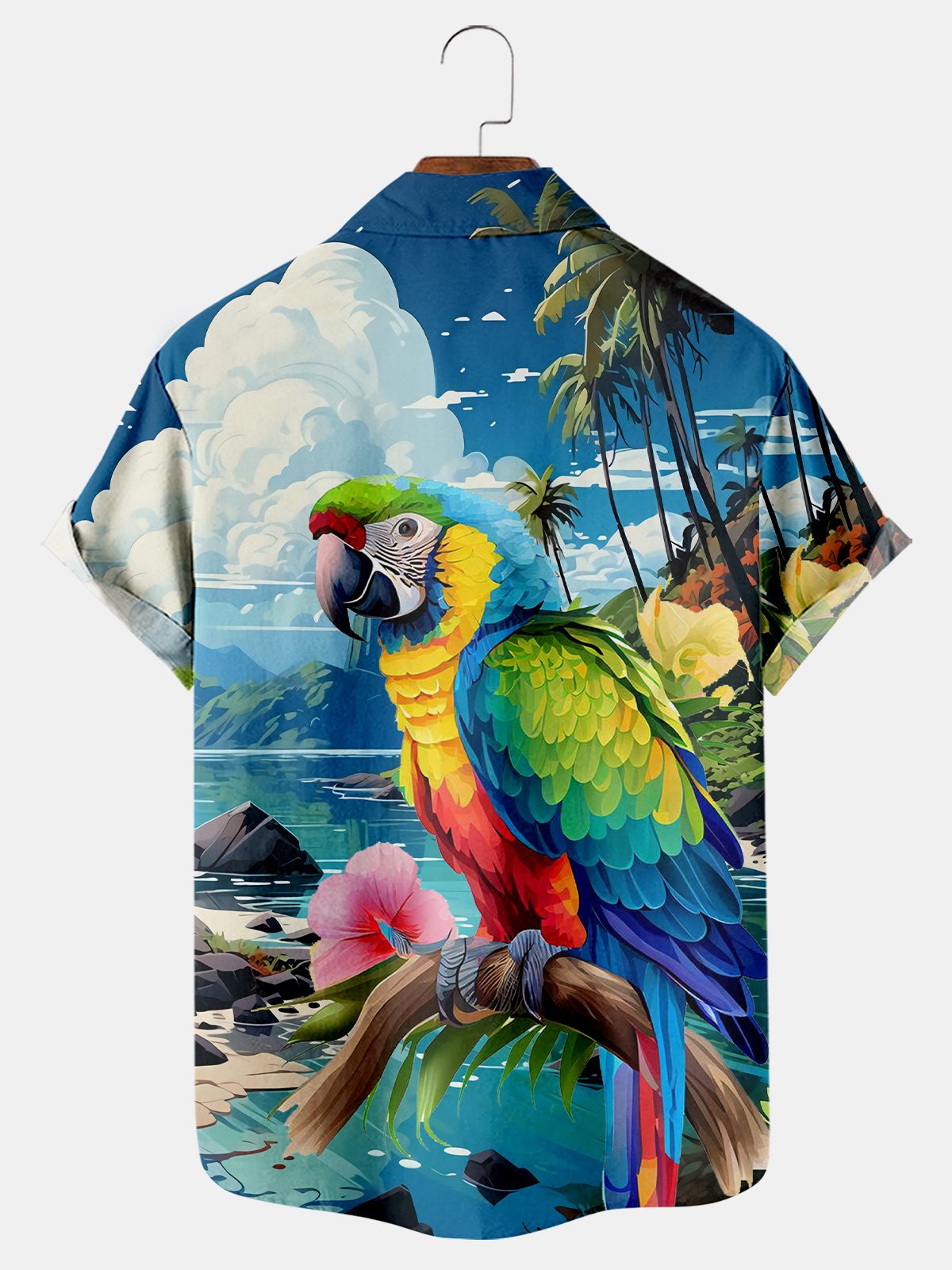 Parrot Print Short Sleeve Shirt
